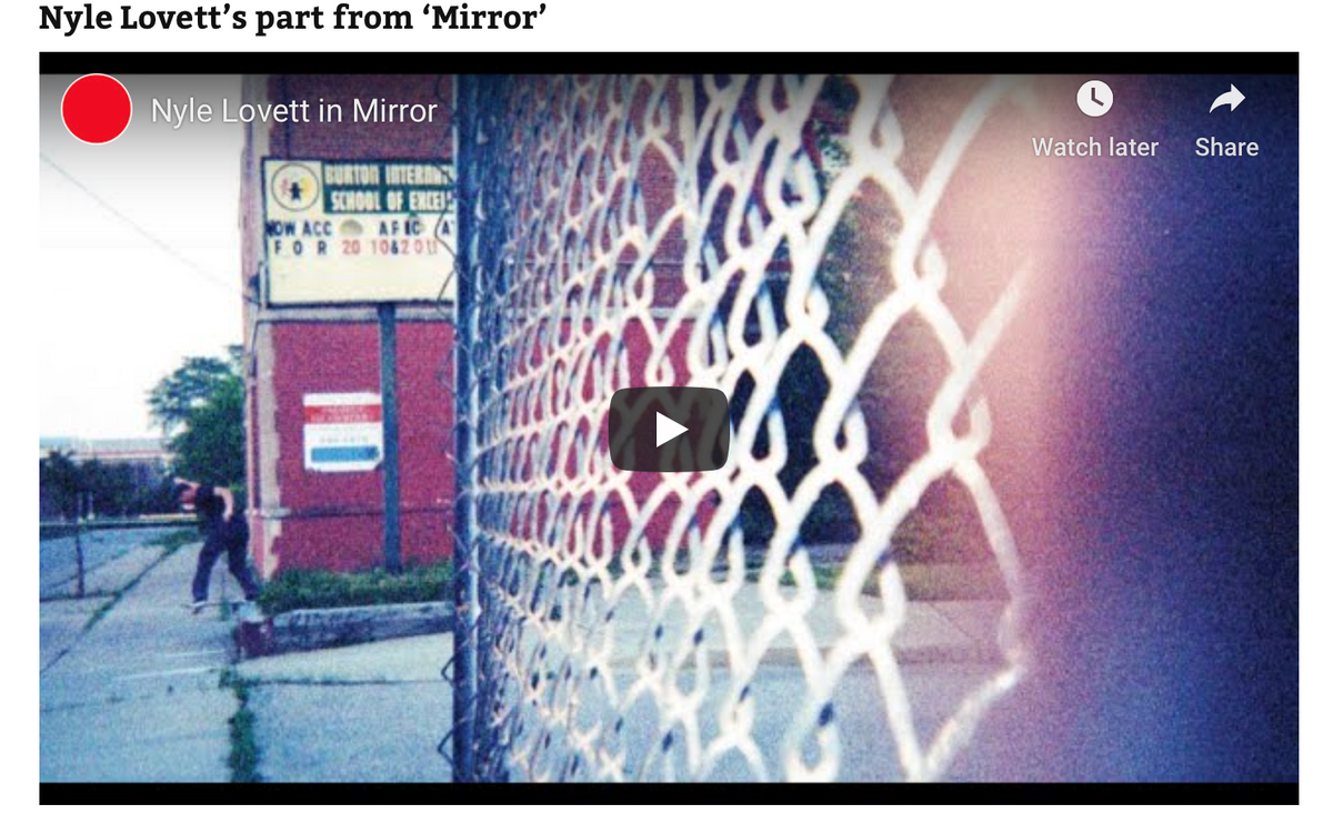 Nyle Lovett's "Mirror" Part on Free Mag