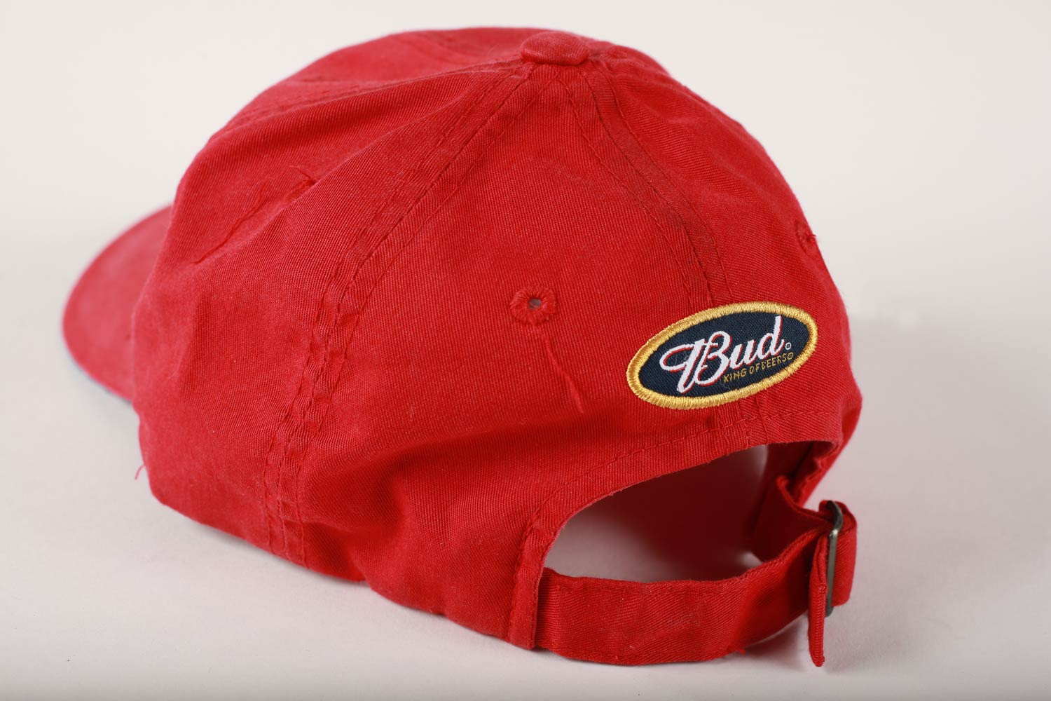 Vintage Budweiser King of Beers Medallion Strapback Hat Red