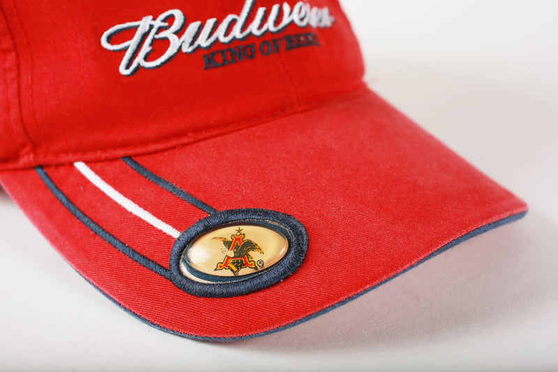 Vintage Budweiser King of Beers Medallion Strapback Hat Red