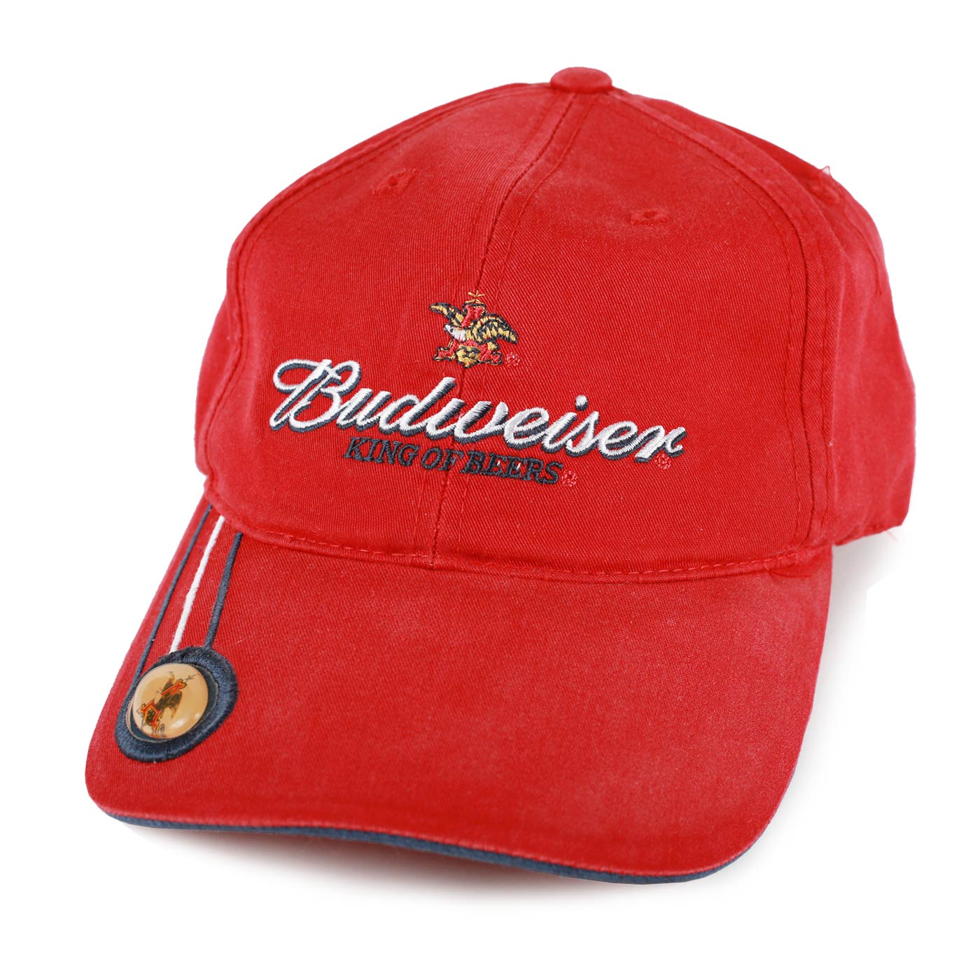 Vintage Budweiser King of Beers Medallion Strapback Hat Red