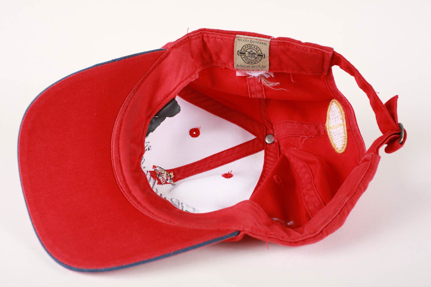 Vintage Budweiser King of Beers Medallion Strapback Hat Red