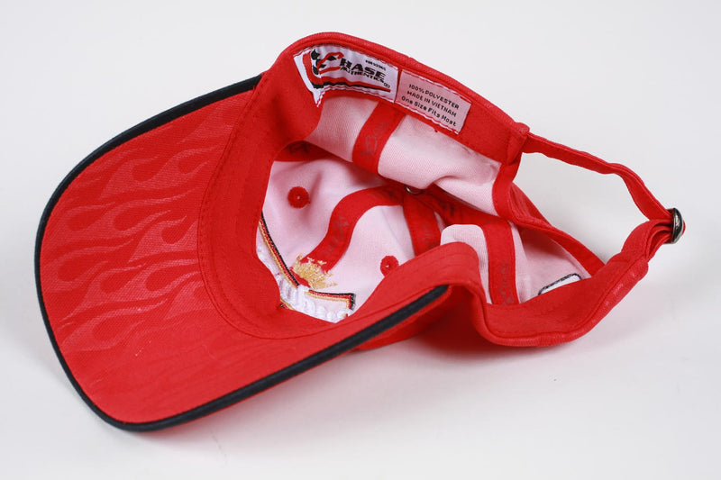 Vintage Budweiser Flame Pattern Strapback Hat Cap Red