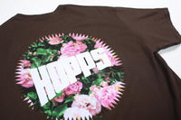 Hopps Skateboards Sun Roses Tee Chocolate BACK DETAIL