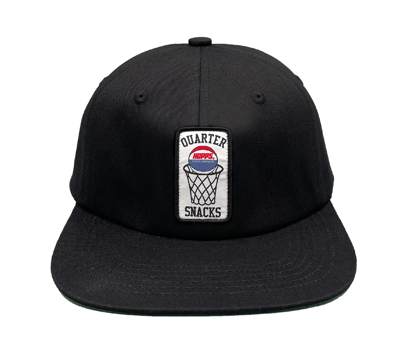 Hopps Skateboards x Quartersnacks Patch Snapback Hat Black PREBOOK