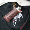 Theories Stamp Logo Embossed Genuine Leather Lighter Case Keychain Brown