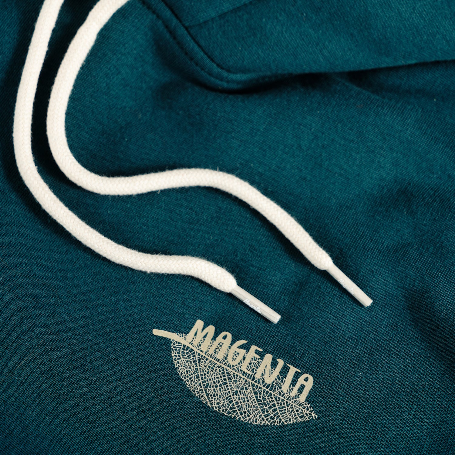 magenta skateboards botanic hoodie petrol blue detail