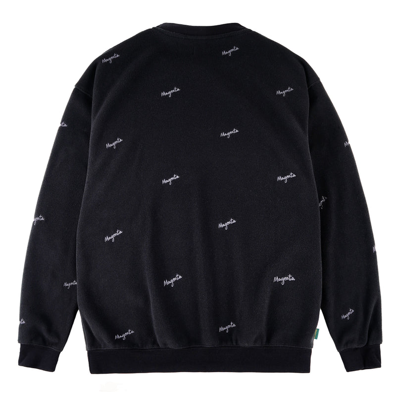 magenta skateboards loop fleece crewneck black back