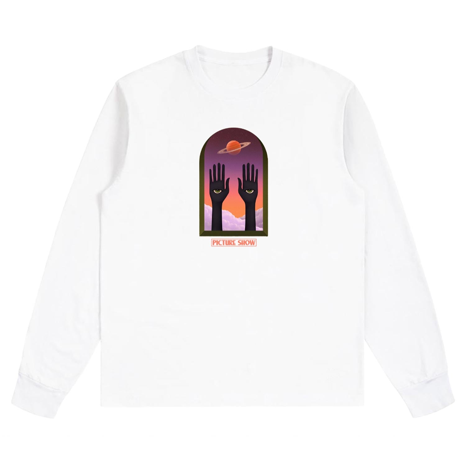 Picture Show Skateboards Saturn Langarm-T-Shirt Weiß