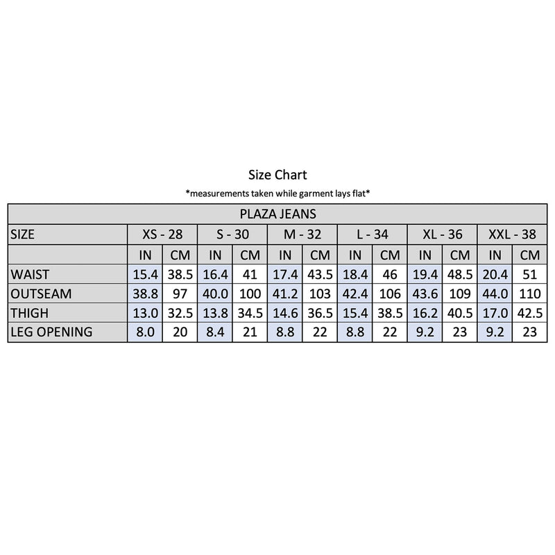 Theories Plaza Jeans Khaki Contrast Stitch Size chart