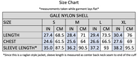 Theories TAILWIND VENTED WINDBREAKER JACKET Sage SIZE CHART