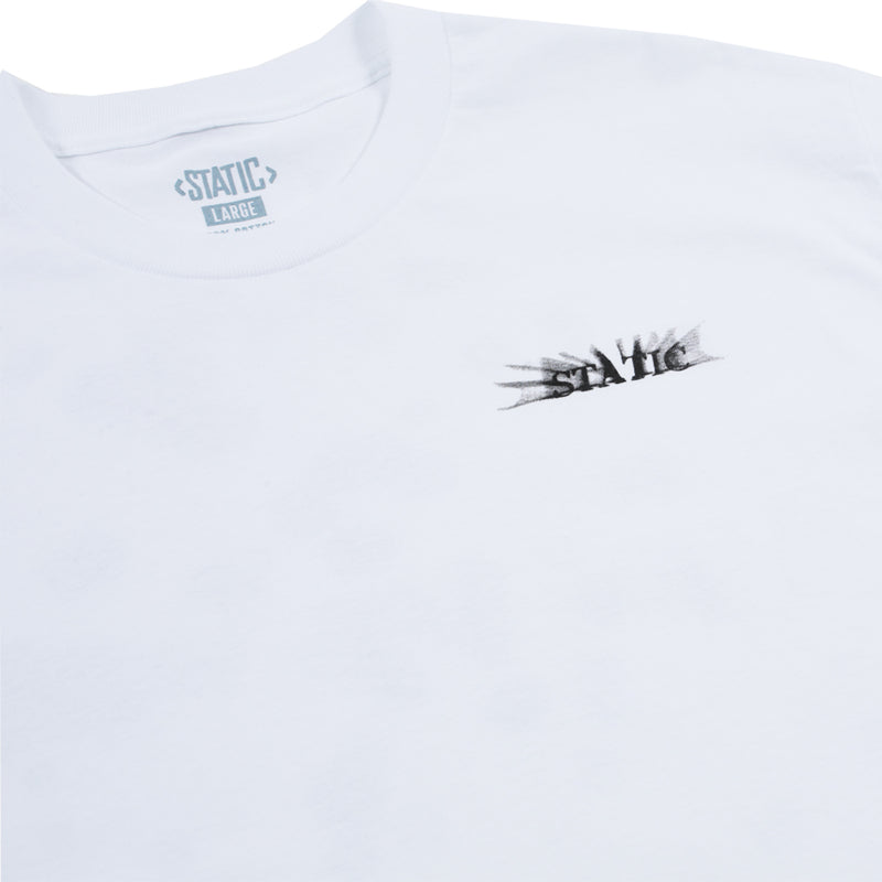 STATIC SPECTACLE Tee White Front Detail