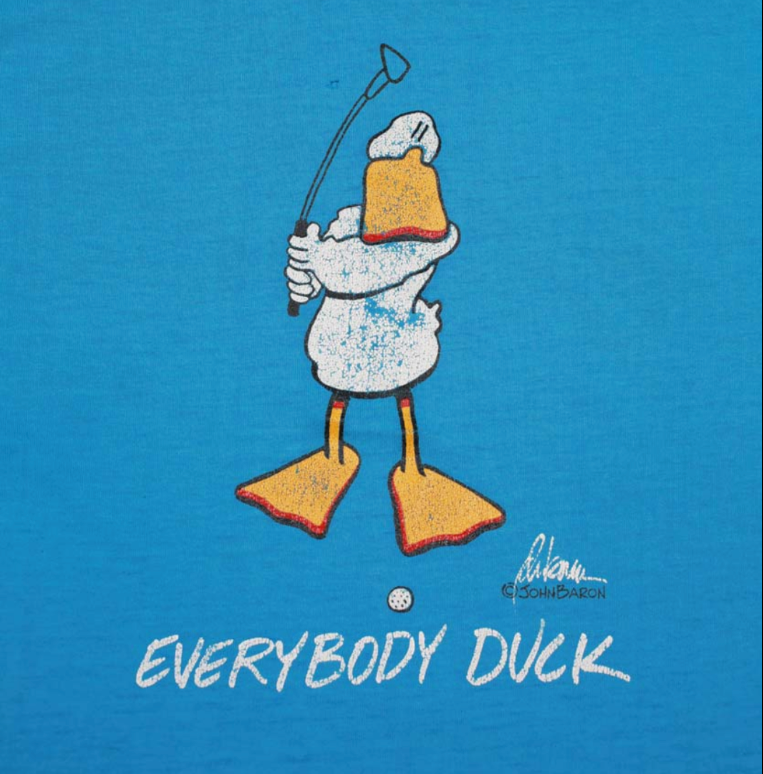 Vintage Everybody Duck Golf Tee Royal Blue L