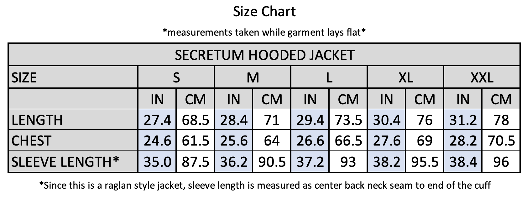 Theories SECRETUM HOODED Jacket Black Size Chart