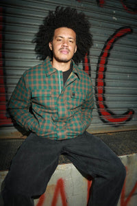Theories Lantern Qulited Flannel Jacket Green
