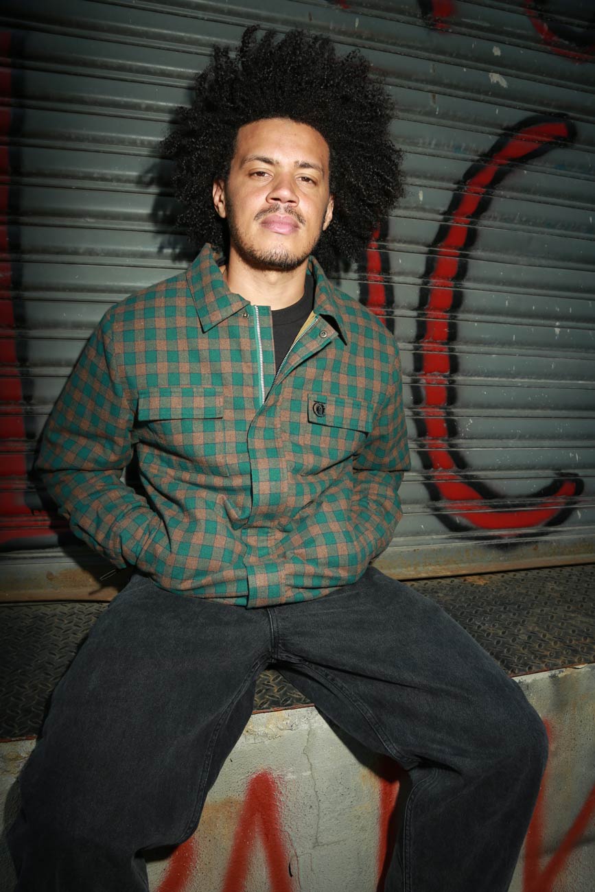 Theories Lantern Qulited Flannel Jacket Green