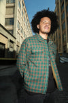 Theories Lantern Qulited Flannel Jacket Green