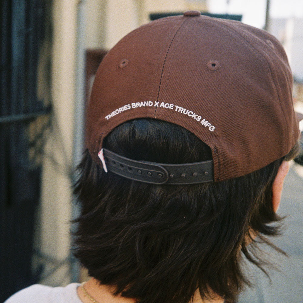 Theories x Ace Stamp Snapback Chocolate Model Back