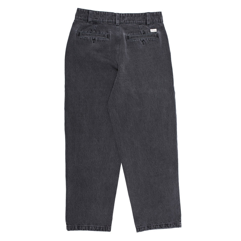 Theories BELVEDERE PLEATED DENIM TROUSERS Washed Black Jeans BACK