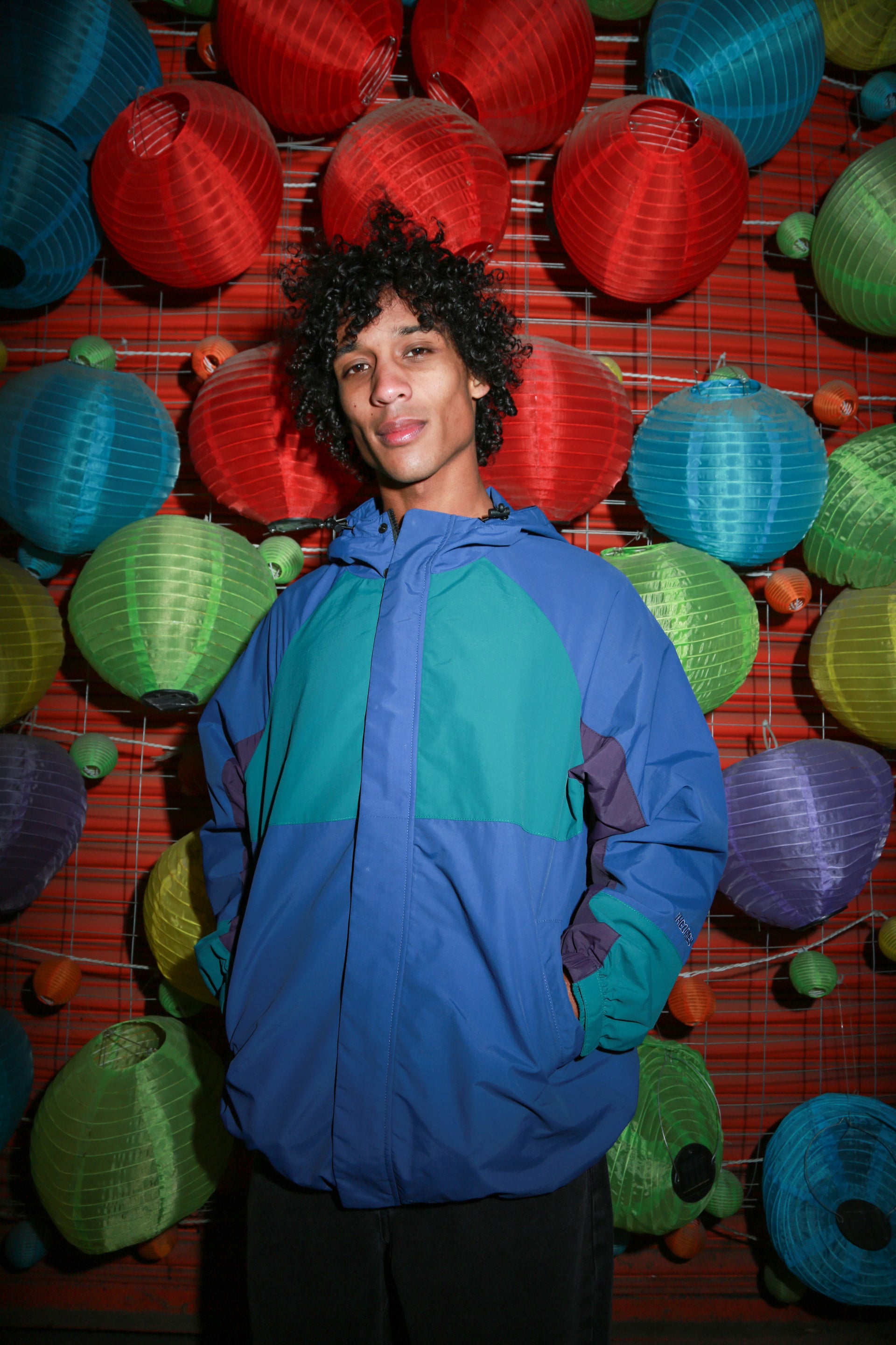 Theories Gale Shell Jacket Blue and Green