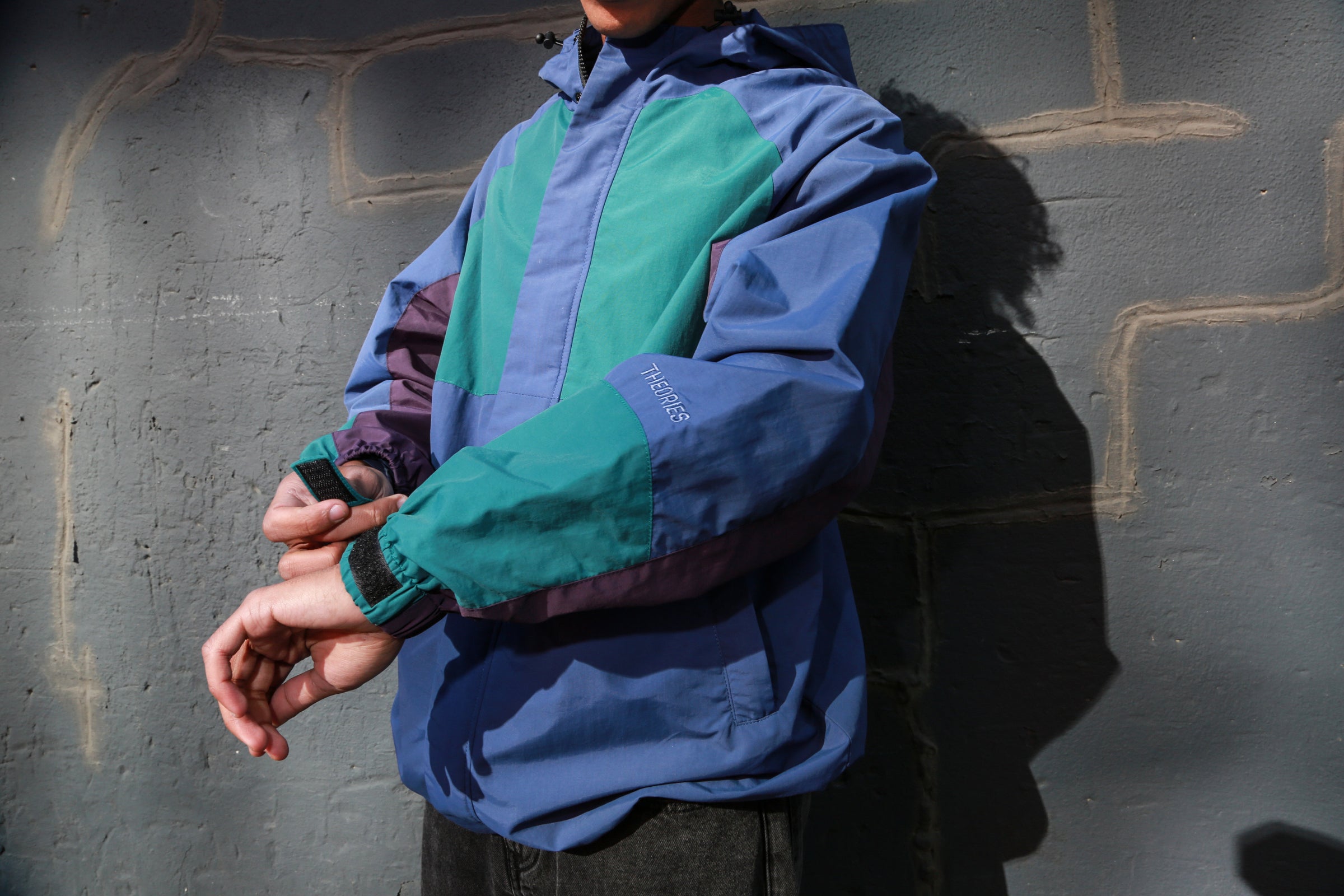 Theories Gale Shell Jacket Blue and Green