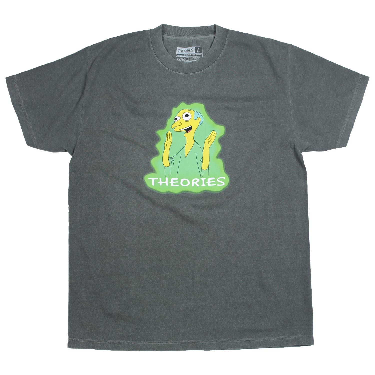 Theories Healthy Green Glow Garment Dyed Tee Washed Black