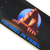 Close-up of a Theories Brand Hollywood Skateboard Graphic of the Great Sphinx of Egypt 