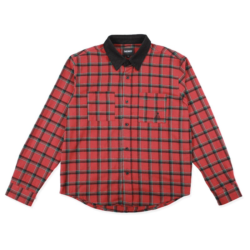Theories CASCADIA CORD COLLAR FLANNEL Shirt Brick Front