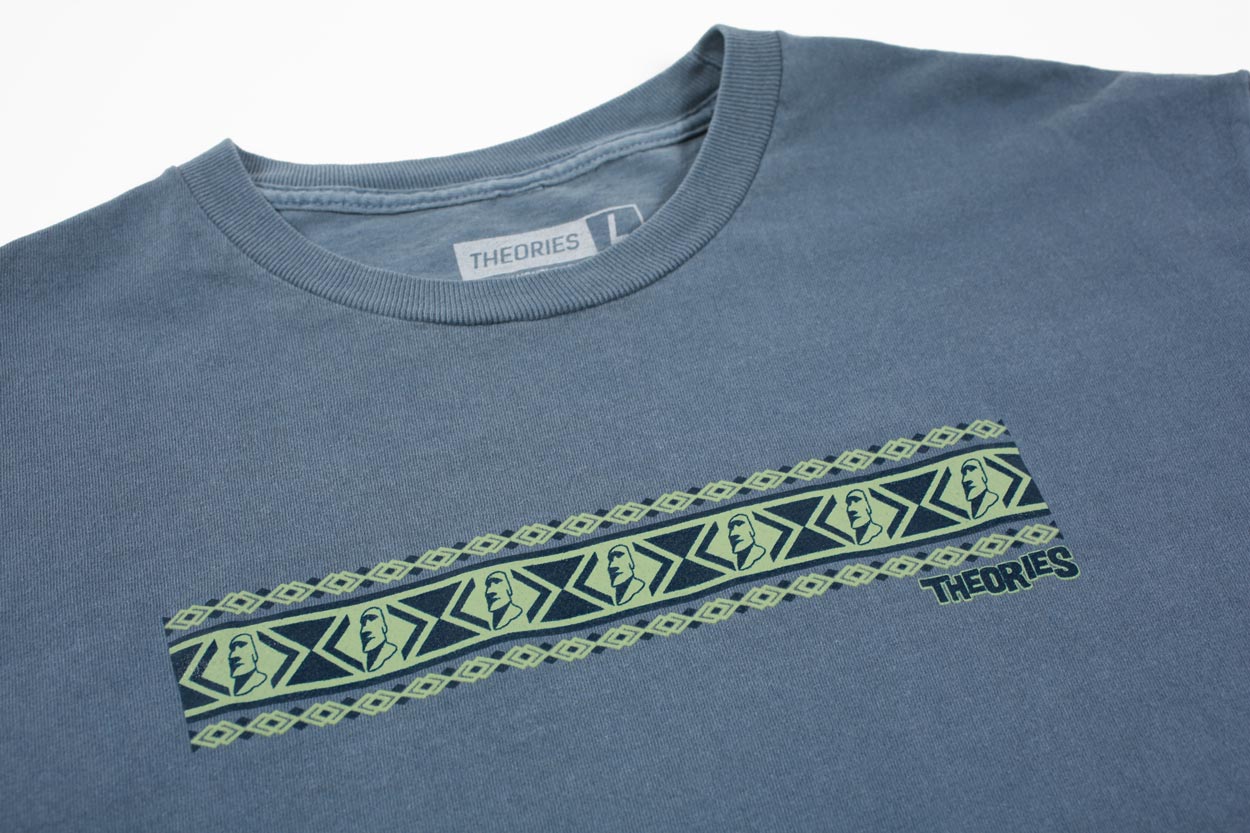 Theories Easter Island Vacation Garment Dyed Tee Washed Slate