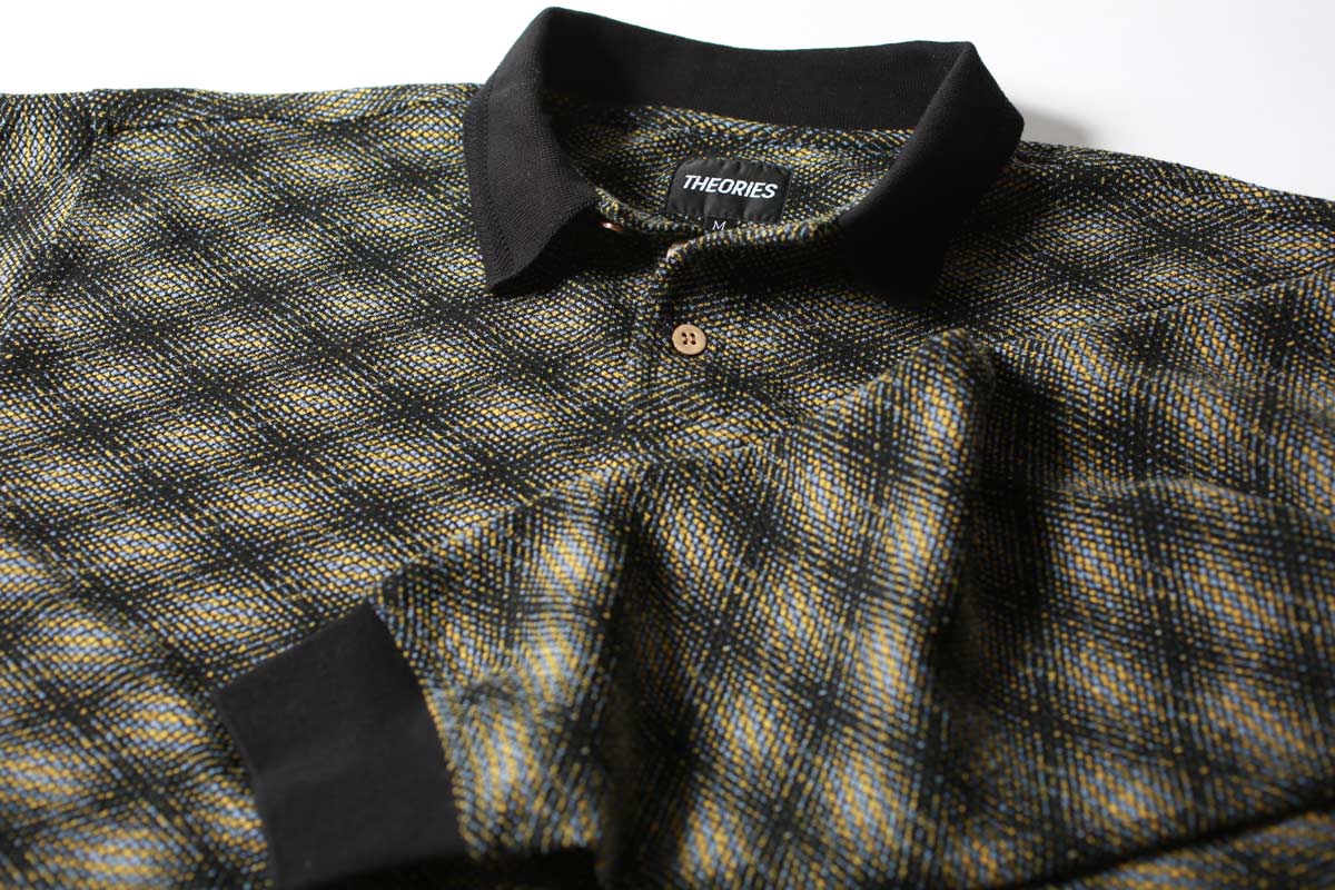 Theories ESP Long Sleeve Polo Shirt Navy Front Detail