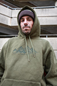 Theories Fingerprints Embroidered Hoodie Sage