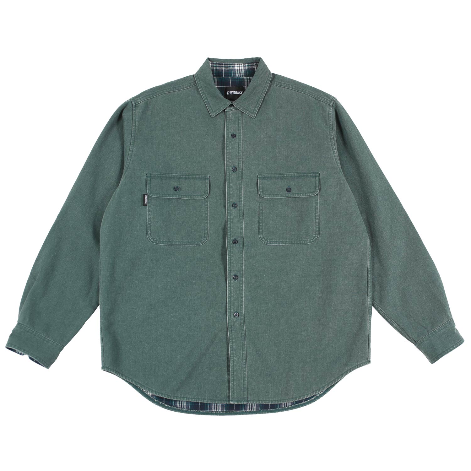 Theories Flannel Lined Union Shirt Sea Green