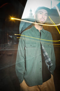 Theories Flannel Lined Union Shirt Sea Green