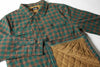 THEORIES LANTERN QUILTED FLANNEL GREEN FRONT OPEN