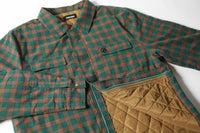 THEORIES LANTERN QUILTED FLANNEL GREEN FRONT OPEN