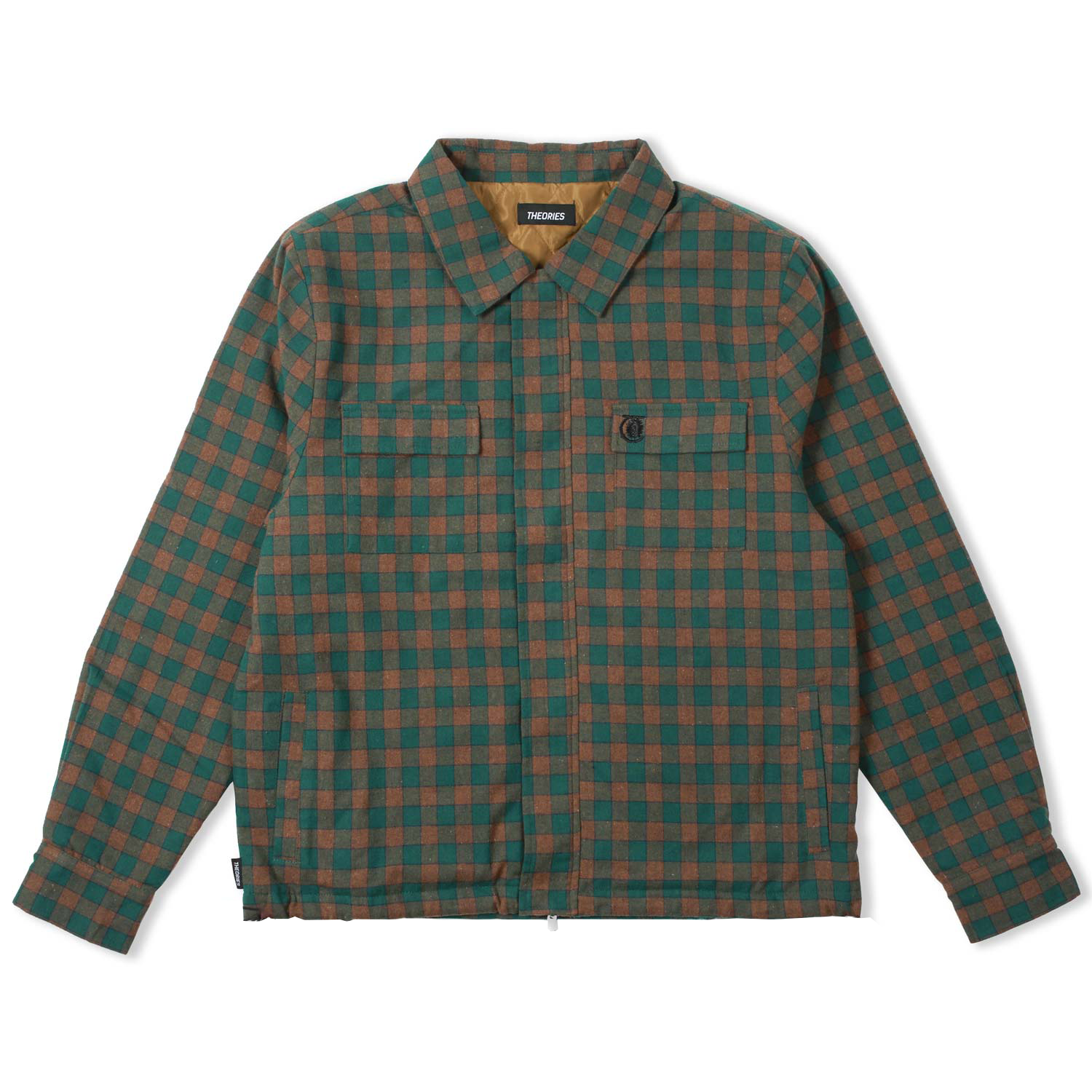Theories Lantern Qulited Flannel Jacket Green