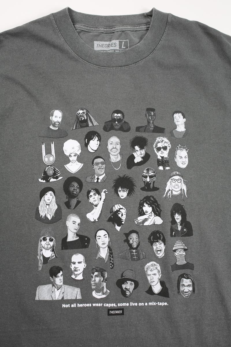 Theories Mixtape Tee Garment Dyed Faded Black