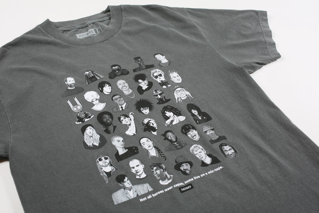 Theories Mixtape Tee Garment Dyed Faded Black