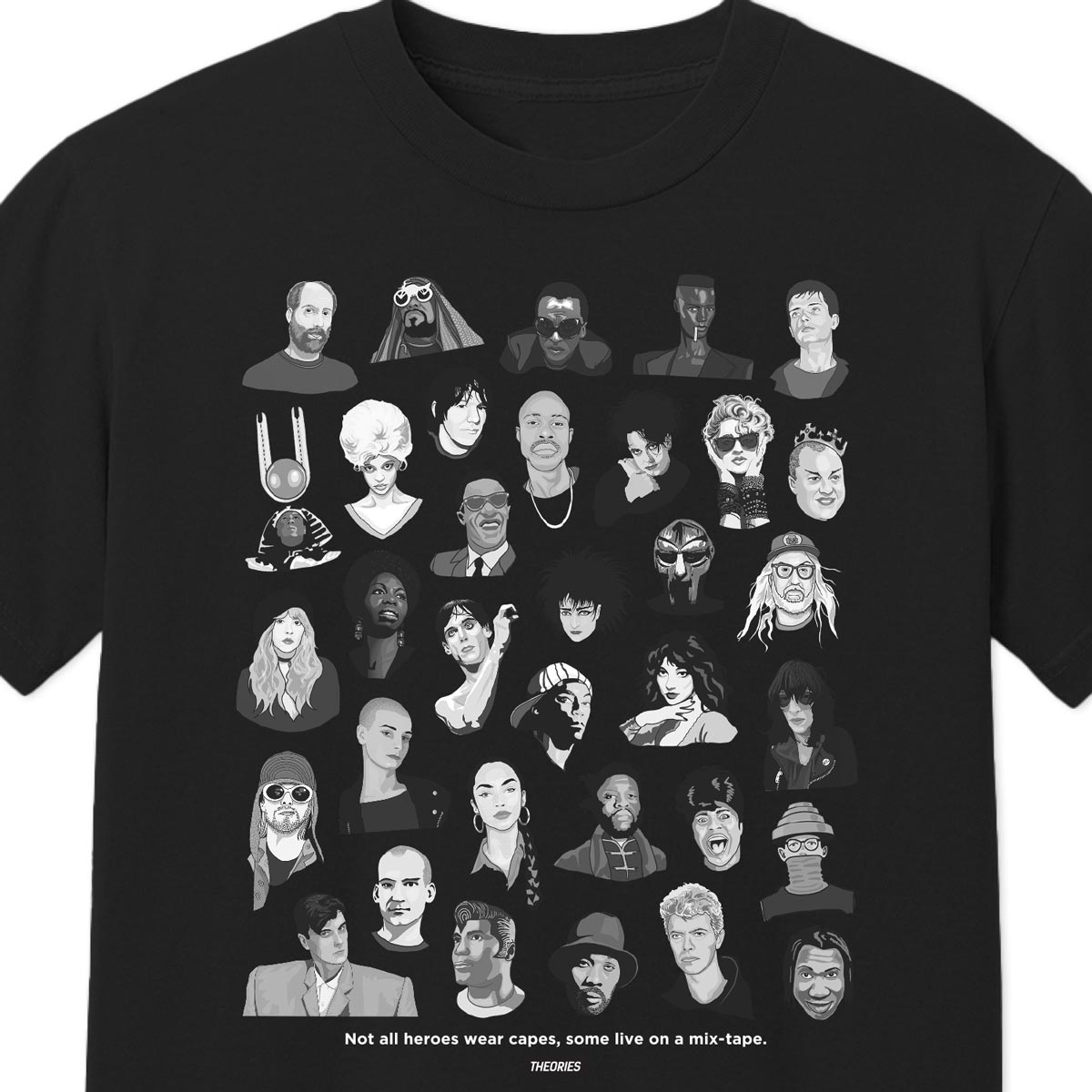 T-shirt Mixtape Theories Teint en pièce Noir délavé