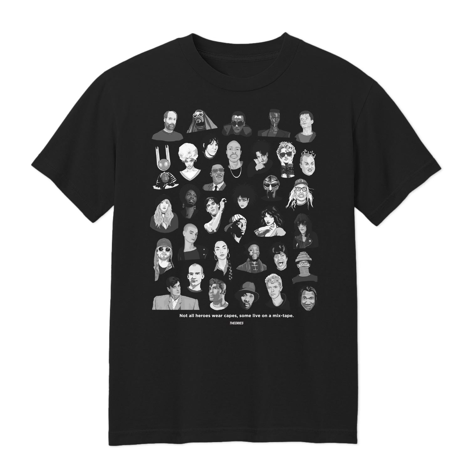 T-shirt Mixtape Theories Teint en pièce Noir délavé