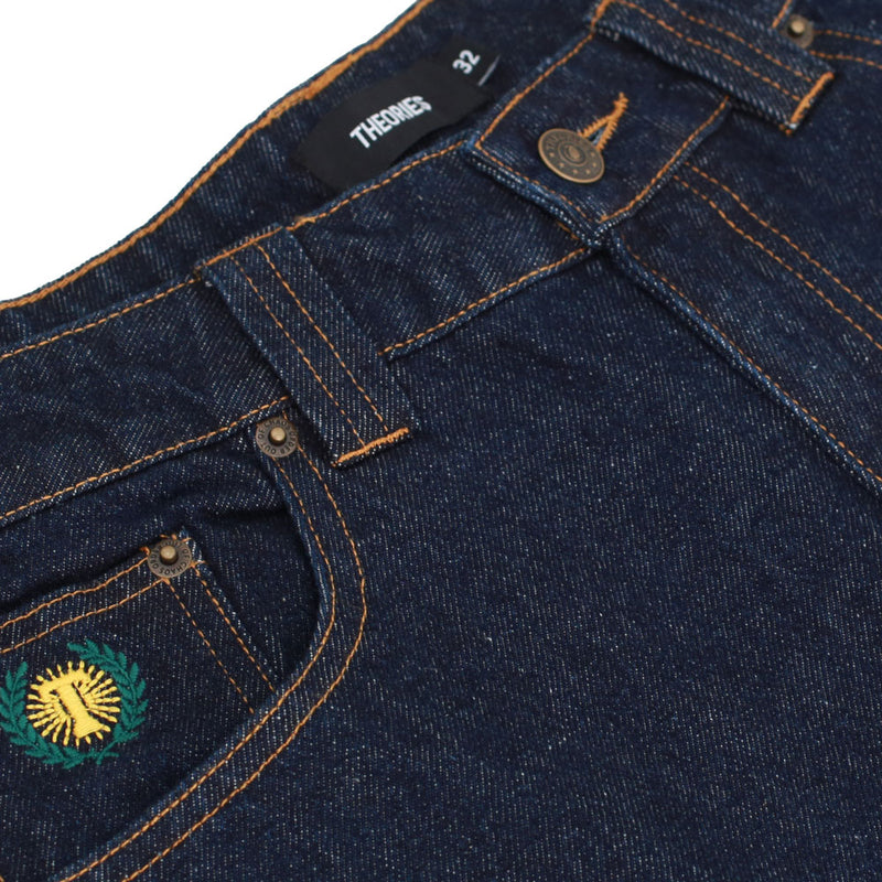 Theories Plaza Jeans Dark Wash Blue Front Detail