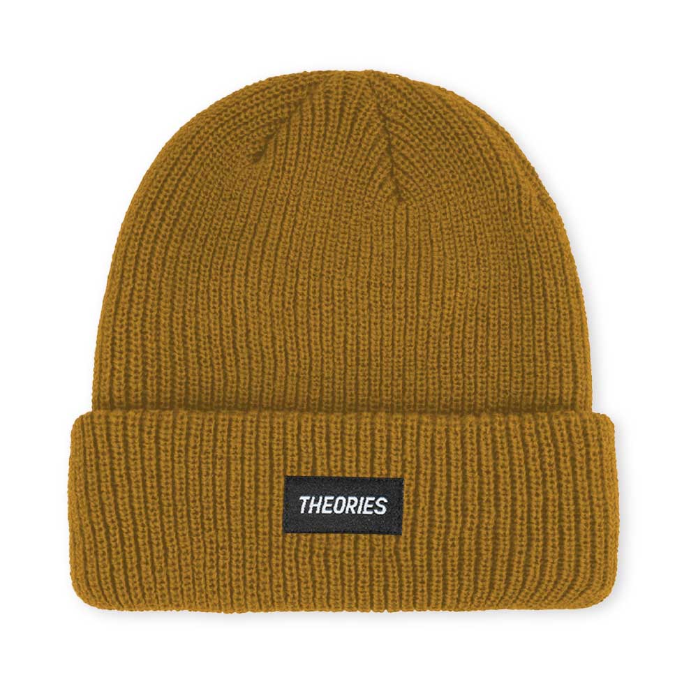 Theories STAMP LABEL Rib Knit Beanie Mustard Front
