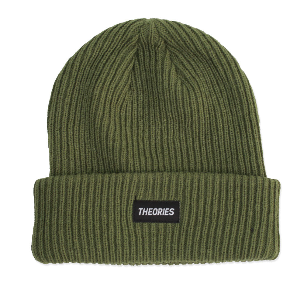 Theories STAMP LABEL Rib Knit Beanie Sage Front