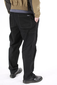 Theories Stamp Lounge Pant Black w/ Grey Contrast Stitch MODEL BACK