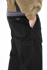 Theories Stamp Lounge Pant Black w/ Grey Contrast Stitch MODEL SIDE
