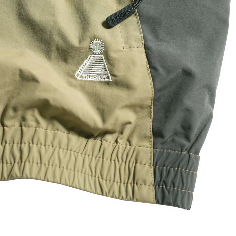 Theories TAILWIND VENTED WINDBREAKER JACKET Olive embroidery detail