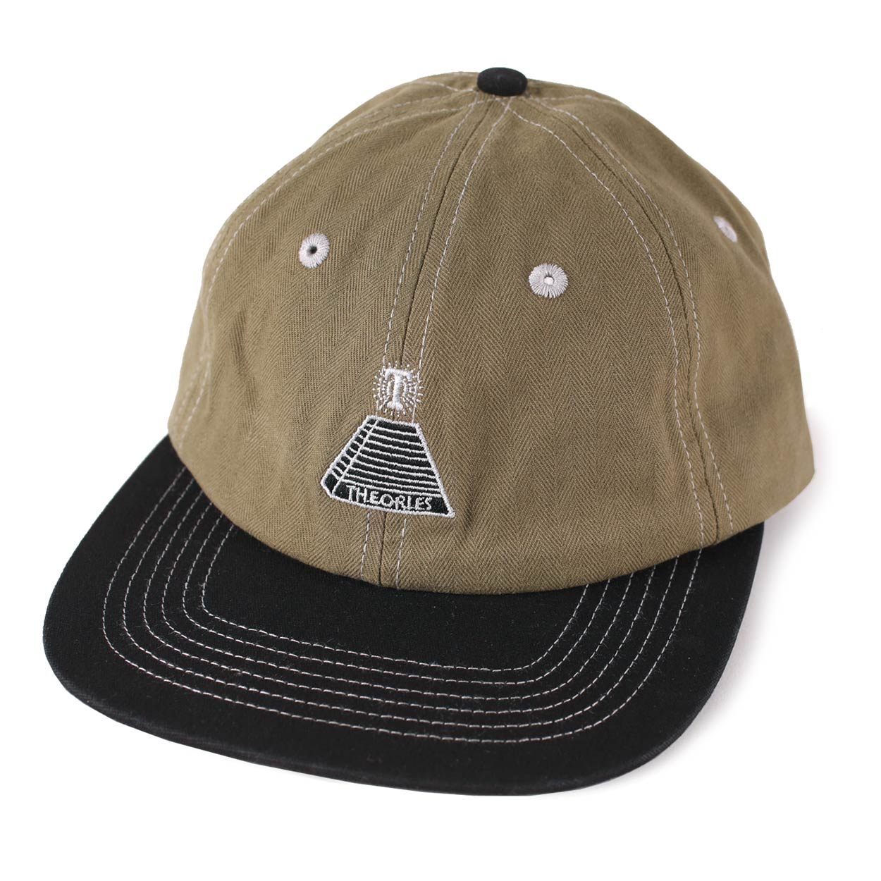 Theories Scribble Herringbone Strapback Hat Olive