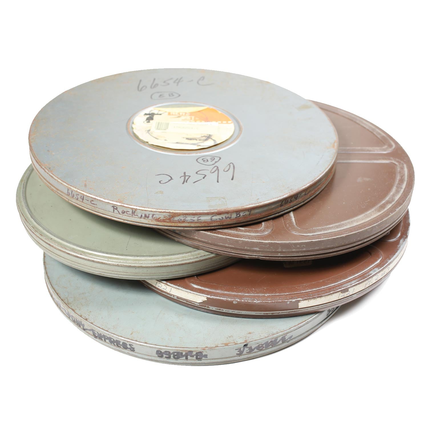 Vintage Lot of 5 x 16mm Motion Picture  Film Canisters in 14" Diameter