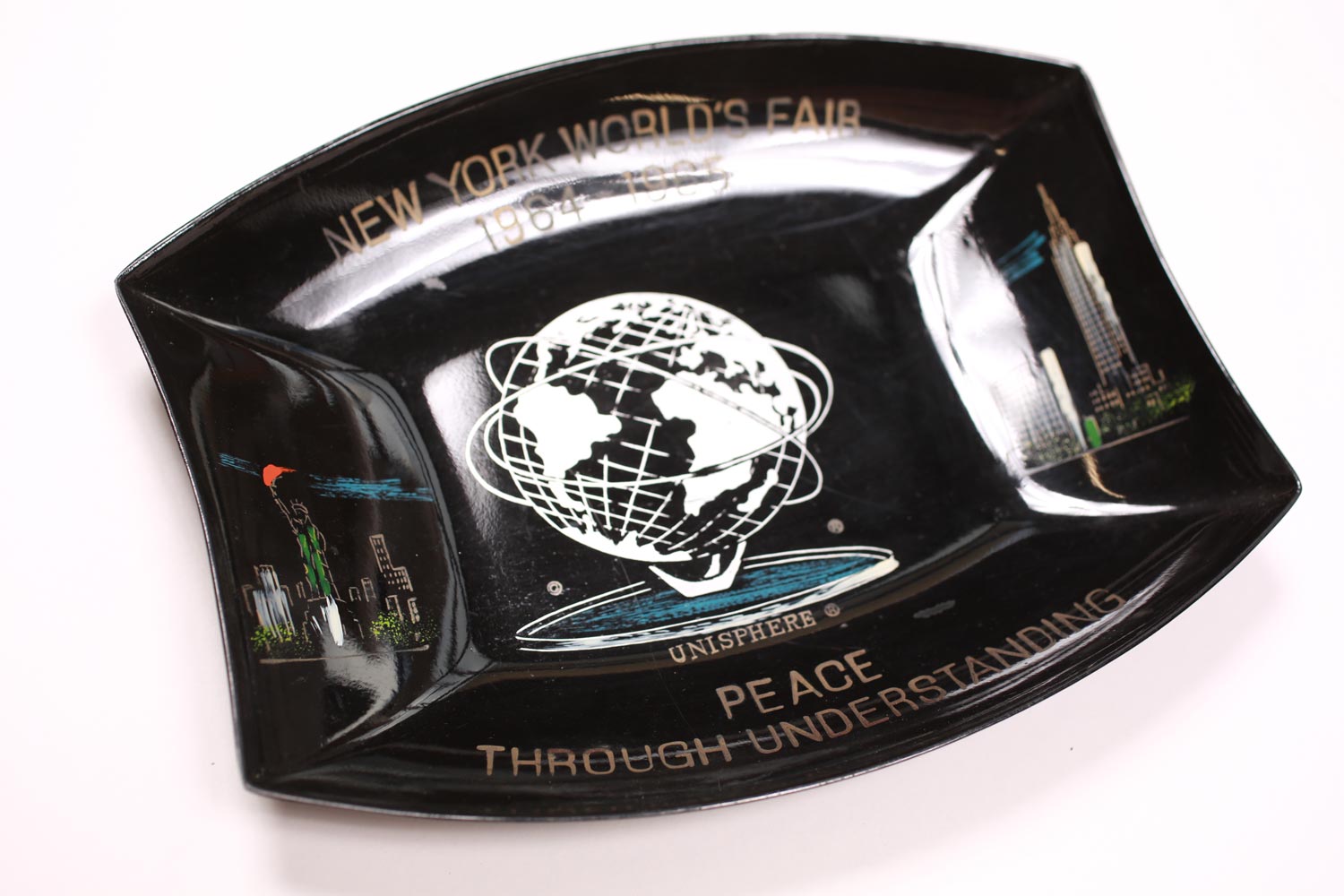 Vintage New York World's Fair 1964 Unisphere Plastic Tray Black