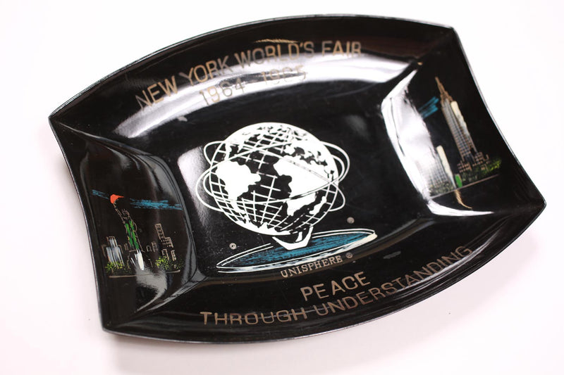Vintage New York World's Fair 1964 Unisphere Plastic Tray Black