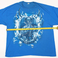 Vintage Dragon With Skulls Y2K Affliction Style Reaper Tee XXL Royal Blue